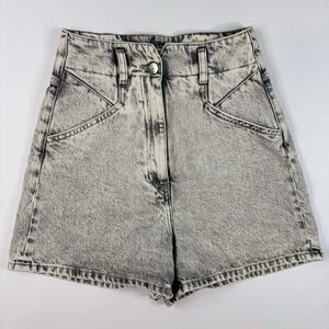 IRO Paris Womens Faded‎ Denim Shorts Dark Grey High Rise Loose Fit Size S (4)